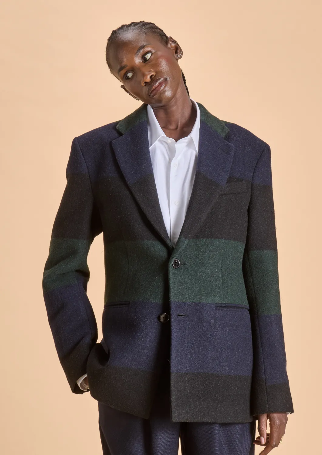 Soubacq Tricolore blazer laine trois bandes