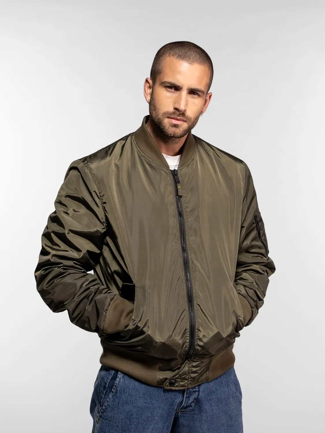 Daytona Ares bomber nylon MA-1 kaki doublure orange