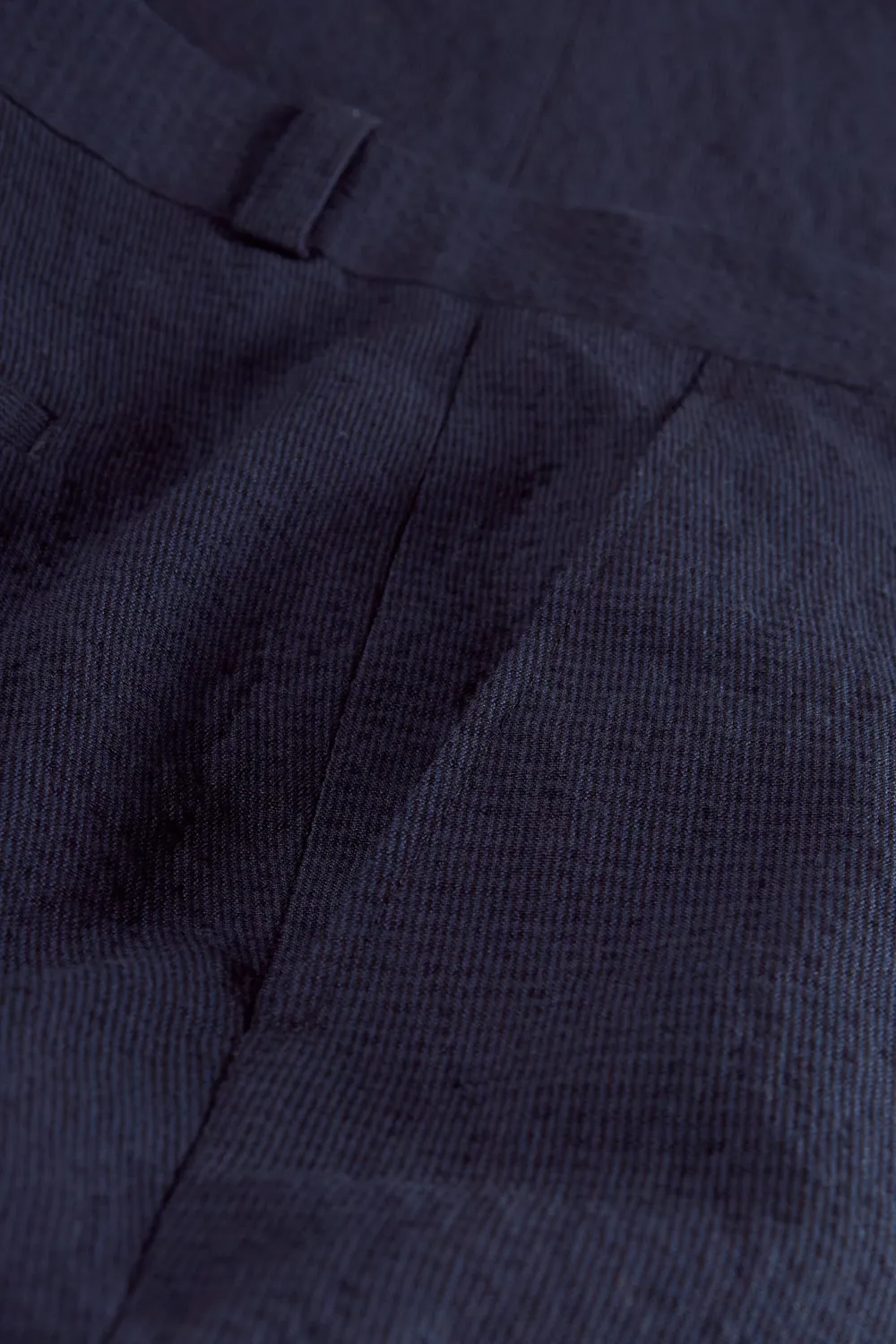 Hollington Siza pantalon seersucker bleu marine coton-lin