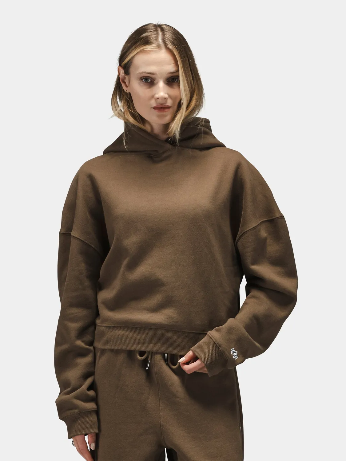 Alpha Industries Essential hoodie cropped espresso femme