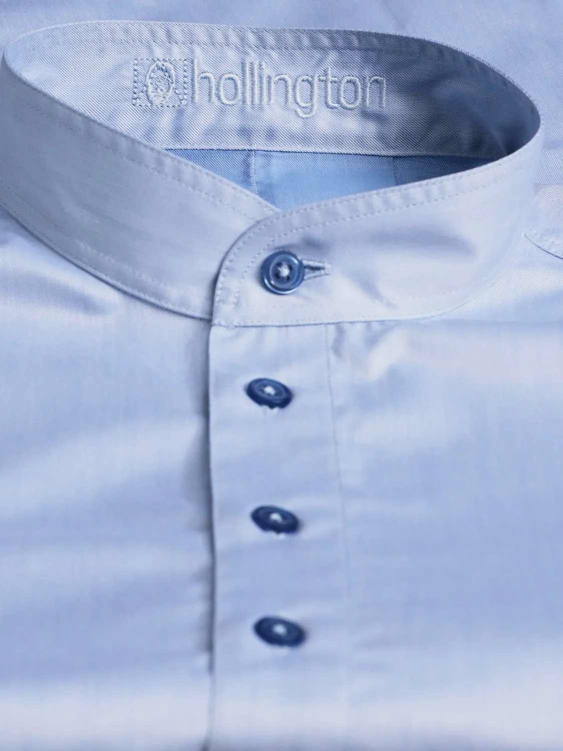 Hollington chemise col mao coton luxe bleu clair homme