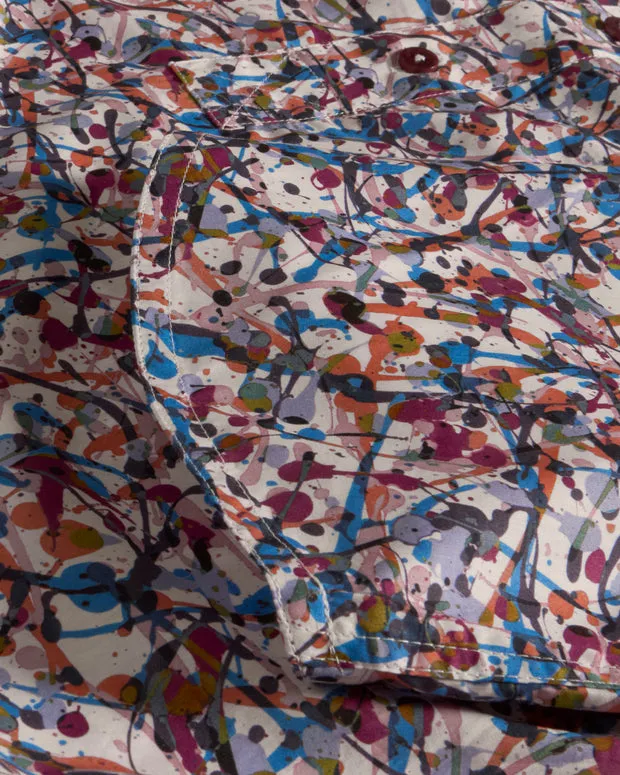 Hollington Deauville chemise Liberty carmin manches courtes