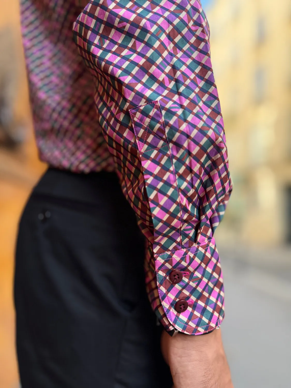 Hollington chemise col mao coton Liberty géométrique