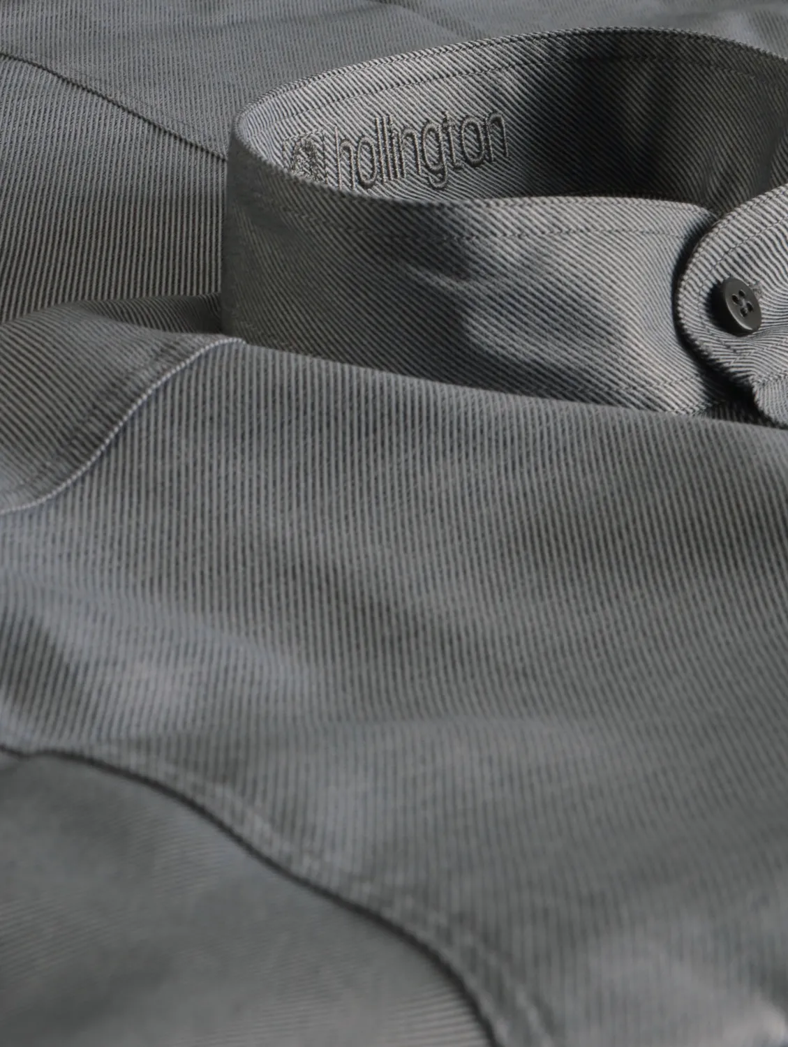 Hollington chemise col mao coton smoke coupe droite
