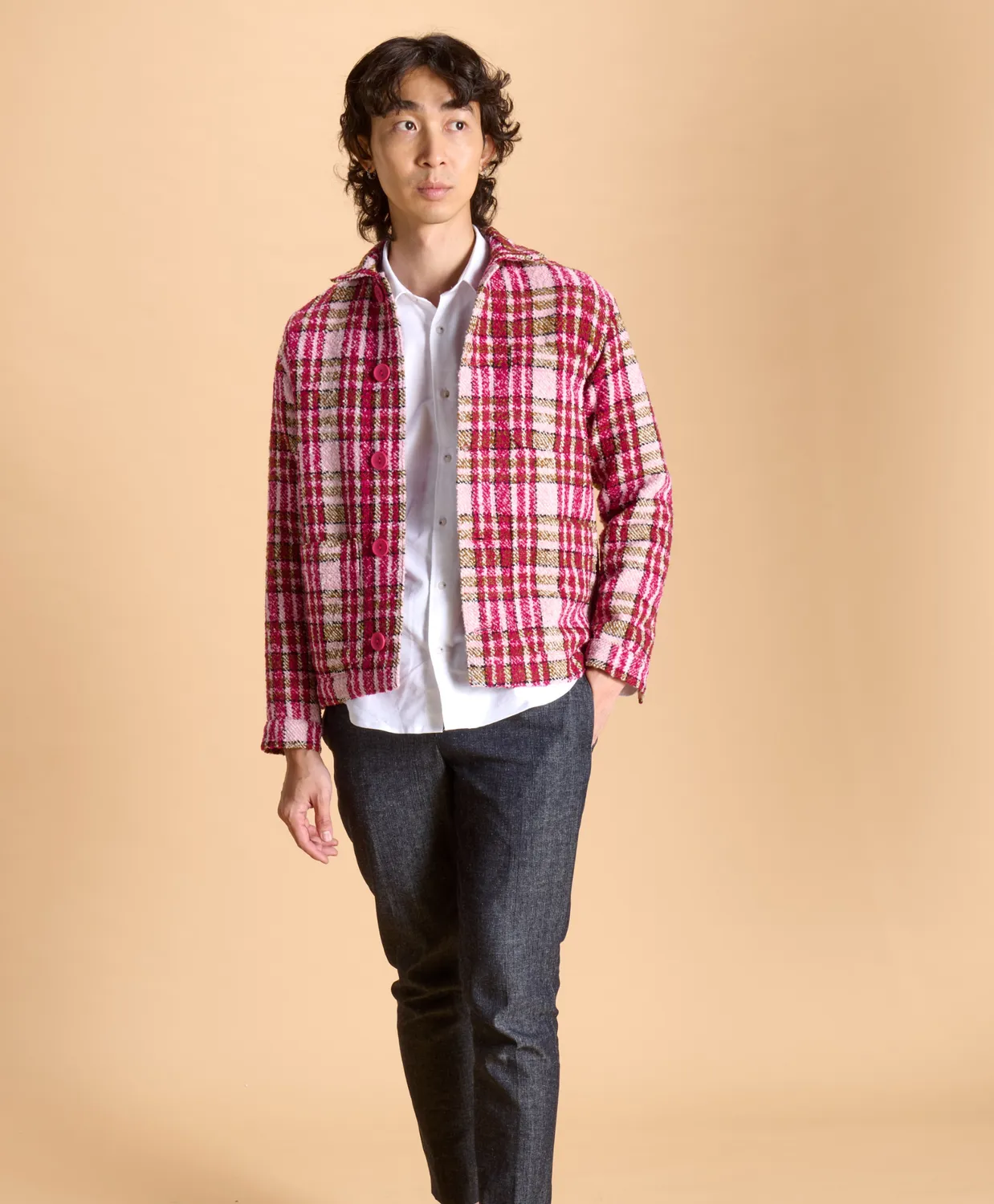Soubacq Bleu Zita veste travail tweed bleu