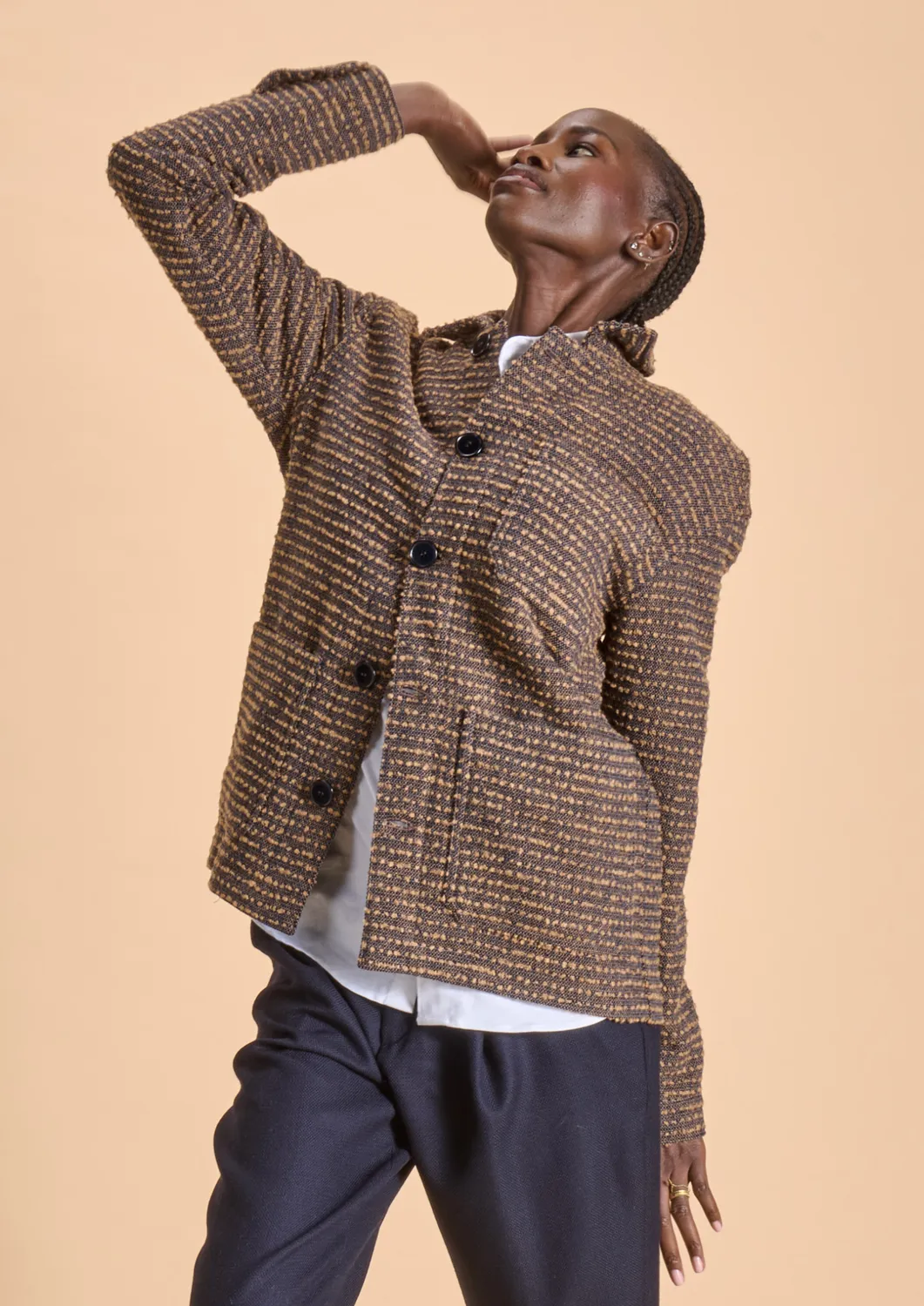 Soubacq Le Bleu Atelier veste lainage bleu beige