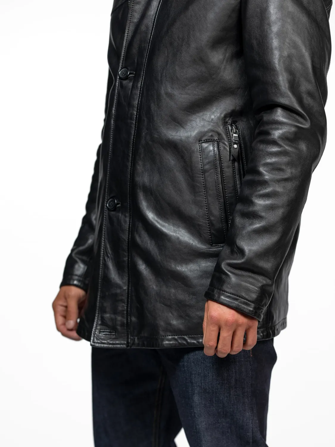 DAYTONA Tyler veste cuir agneau noir col montant