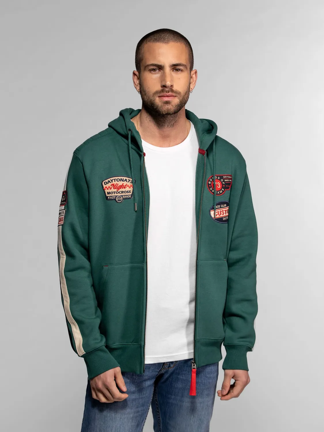 DAYTONA Cowl sweat capuche homme coton patchs racing