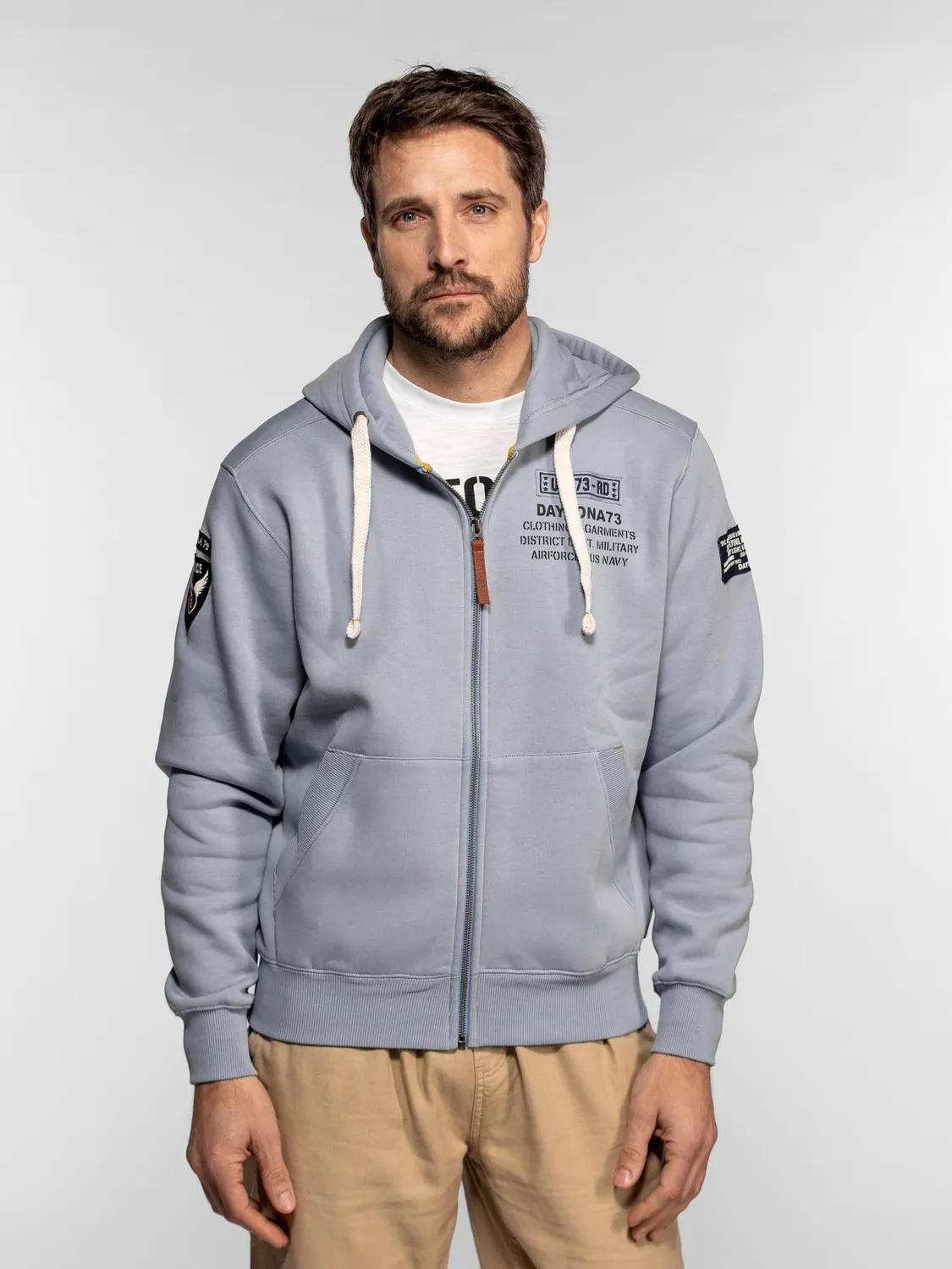 Daytona Tillman sweat capuche zip coton kaki