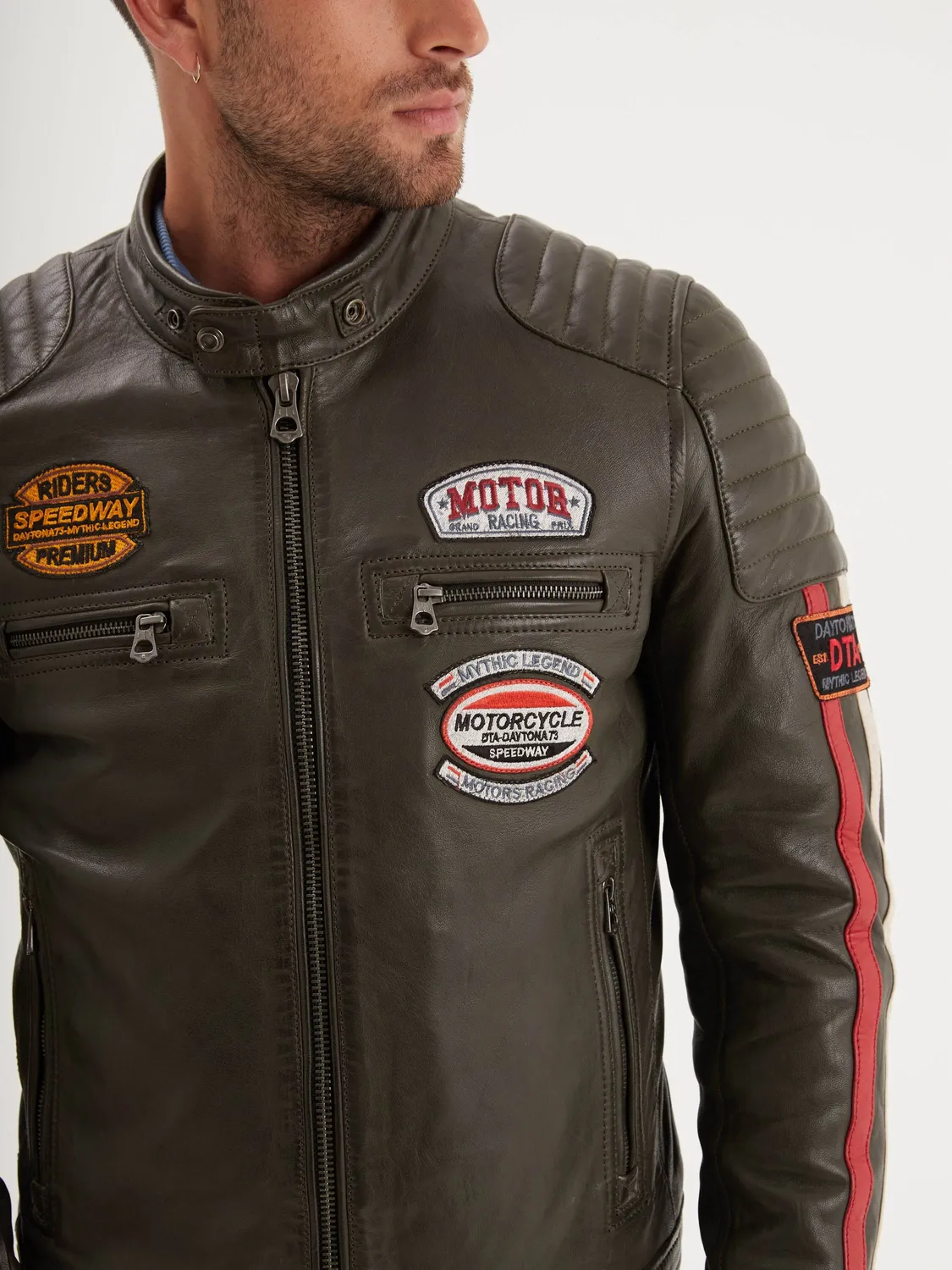 Daytona Gasly blouson motard mouton noir col motard