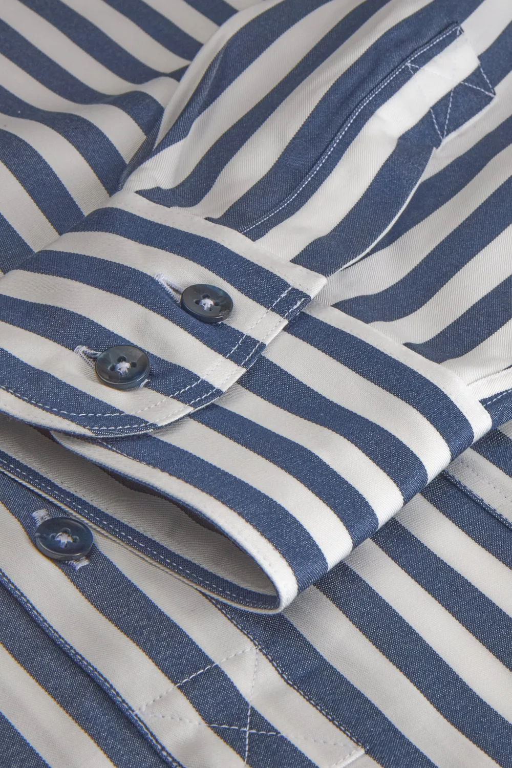Hollington chemise col mao Tencel rayures marine