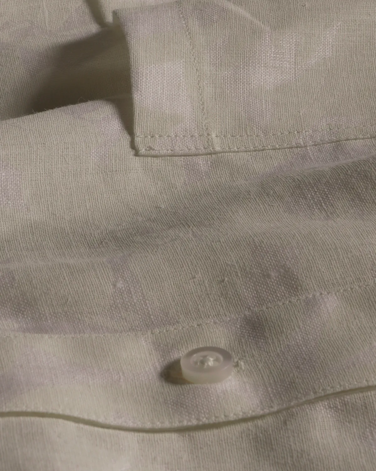 HOLLINGTON chemise col mao lin blanc motif végétal XL