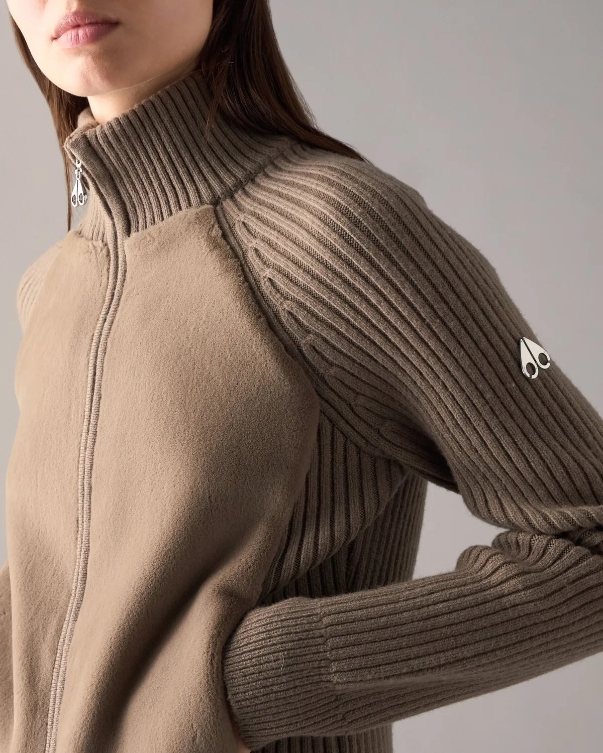 Moose Knuckles Junction pull hybride zippé gris