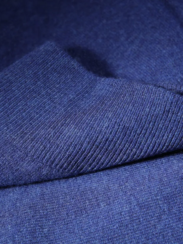 Hollington Geelong blue indigo cardigan zippé laine