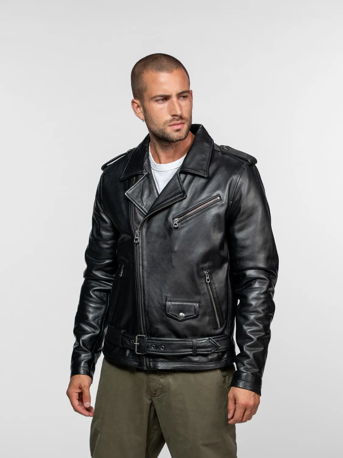 DAYTONA Rick perfecto cuir homme noir vachette épais