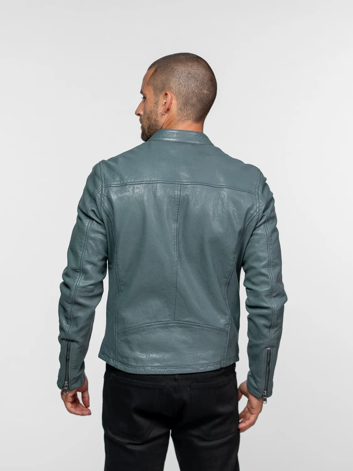 Daytona Gafino blouson cuir homme cognac agneau col motard