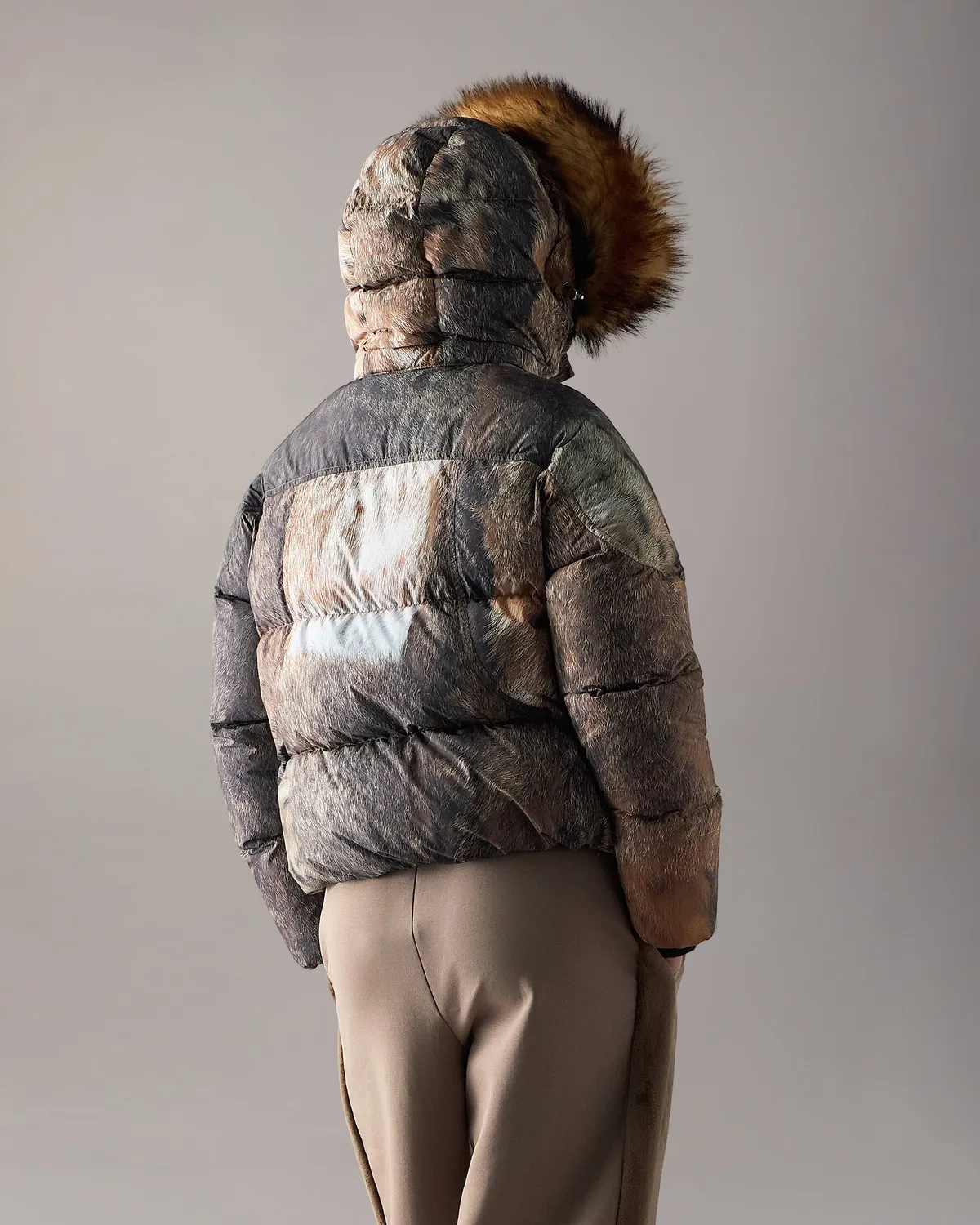 Moose Knuckles Everest doudoune wild-gold imprimé fourrure