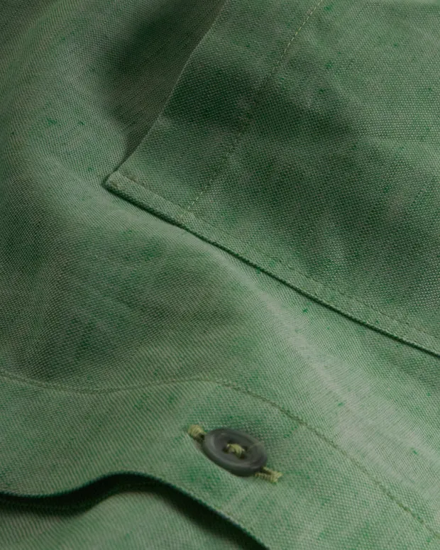 Hollington chemise col mao coton lin pistache