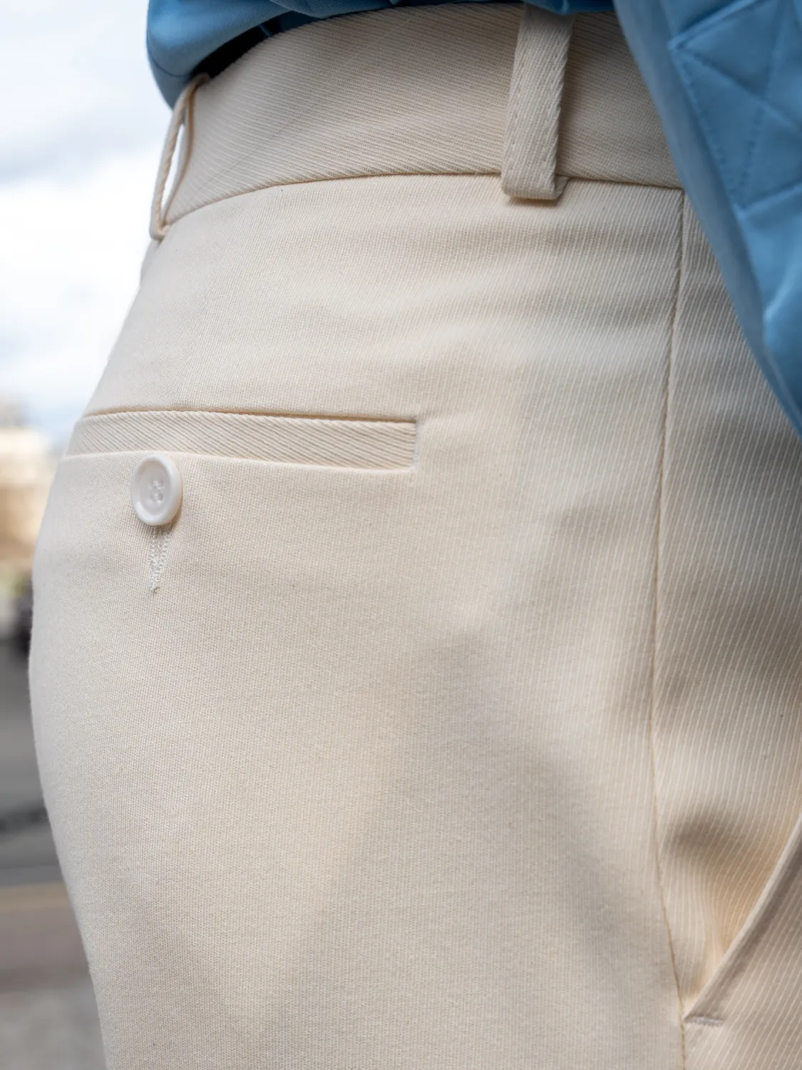 Hollington Siza italien pantalon écru serge coton laine taille 44