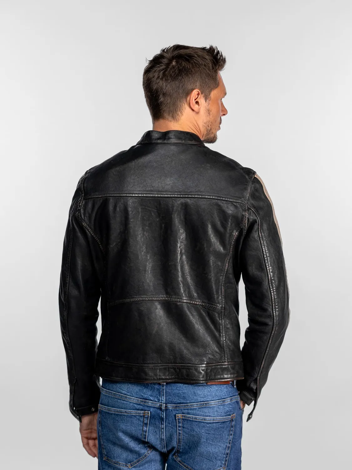 Daytona Coden blouson cuir noir mouton doublé coton