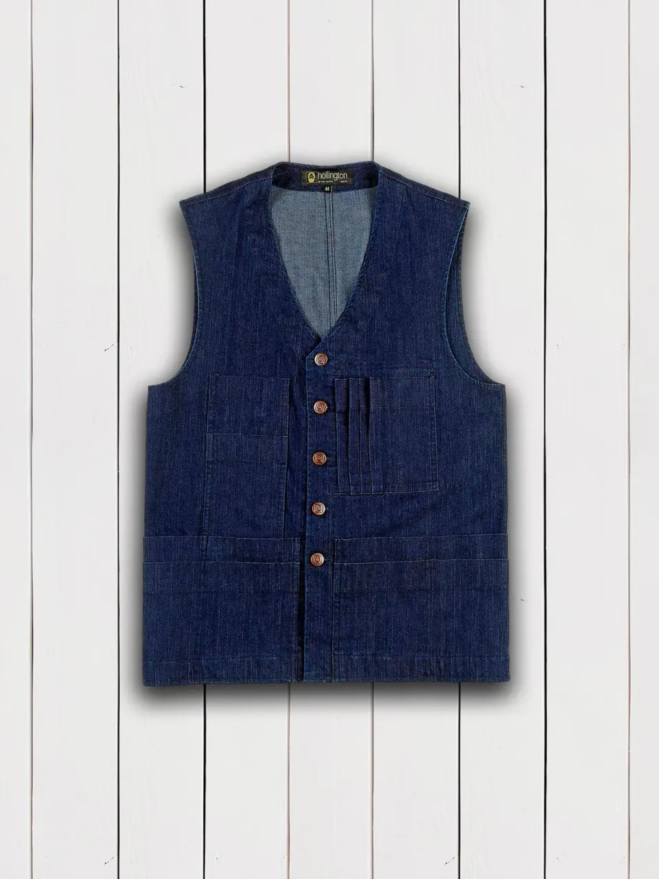 Hollington 20 poches gilet denim indigo extensible bleu 46