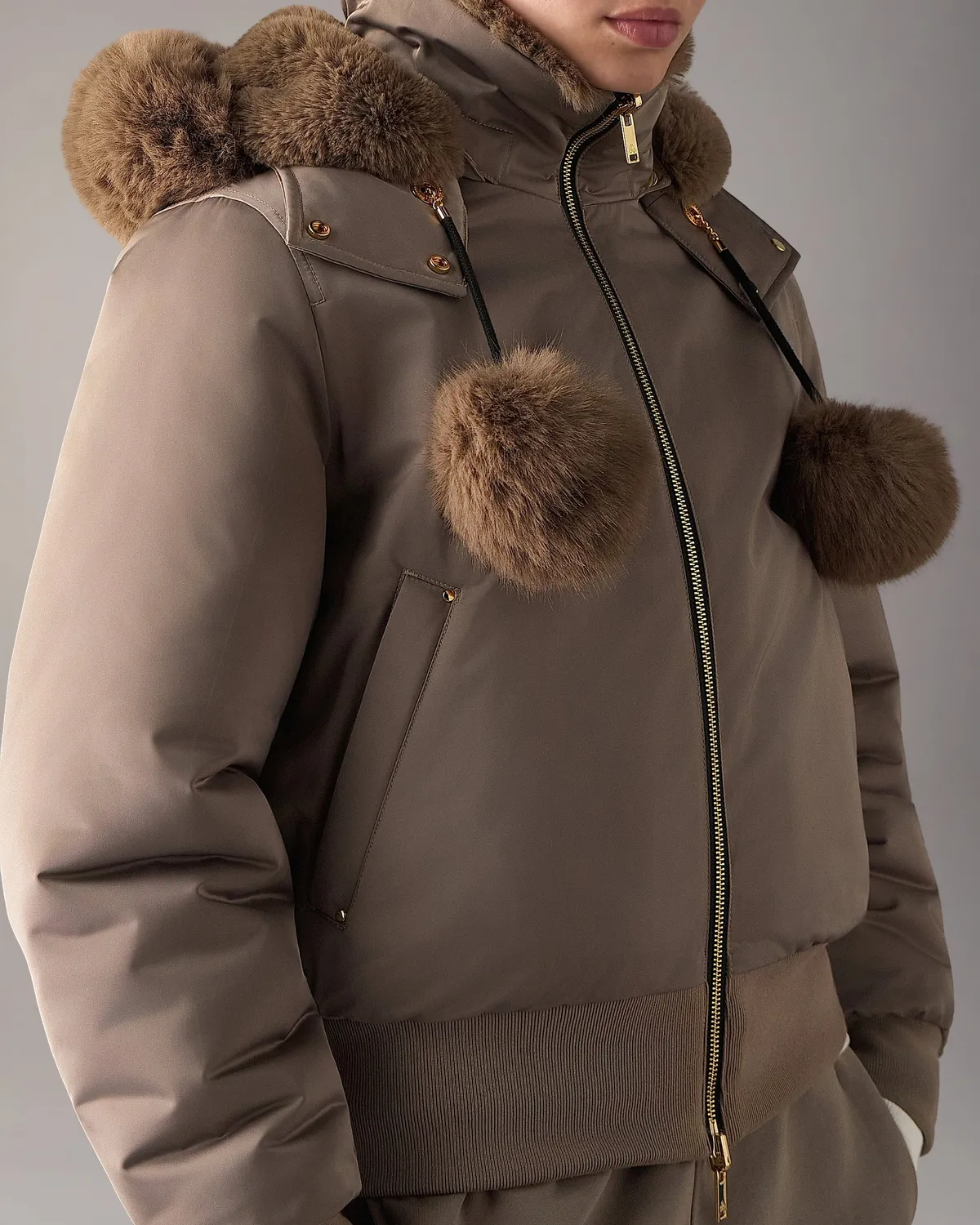 Moose Knuckles Luxe Satin bomber réversible gris
