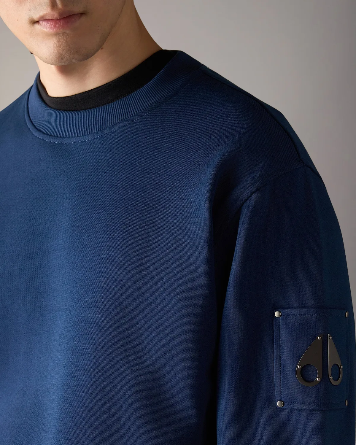 Moose Knuckles Hartsfield sweat col rond bleu nuit