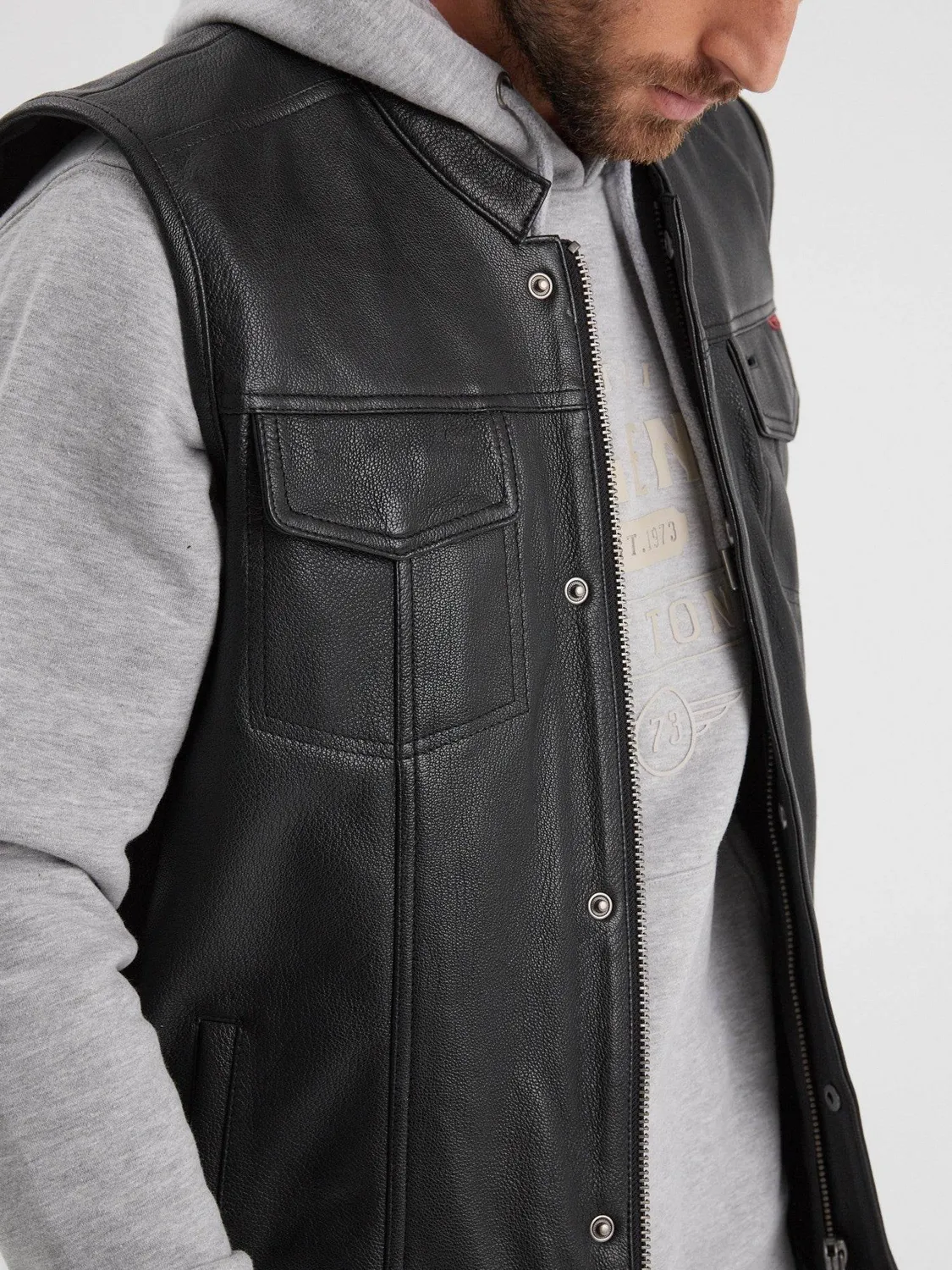 DAYTONA Hot road gilet biker cuir chèvre noir