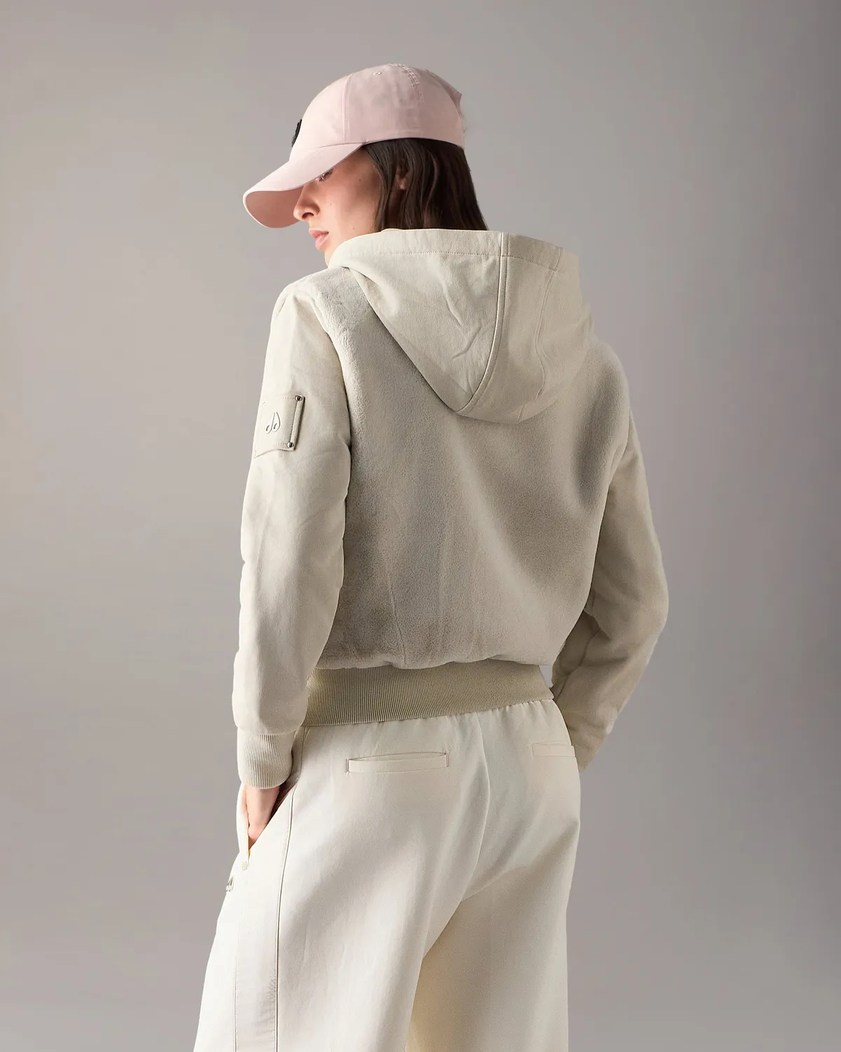 Moose Knuckles Roslyn Bunny sweat à capuche Alabaster fausse fourrure