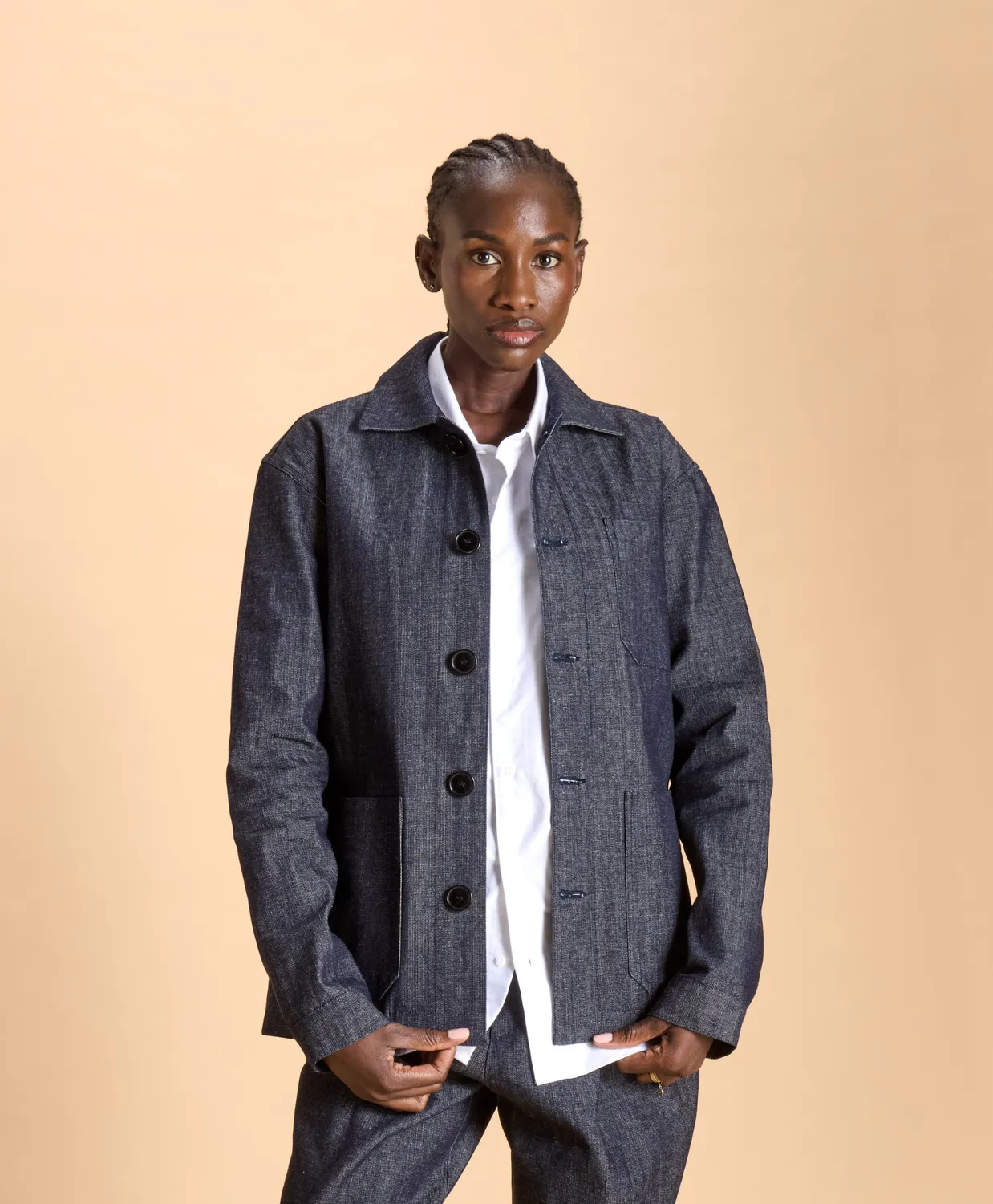 SOUBACQ Le Bleu Majorelle veste de travail denim japonais