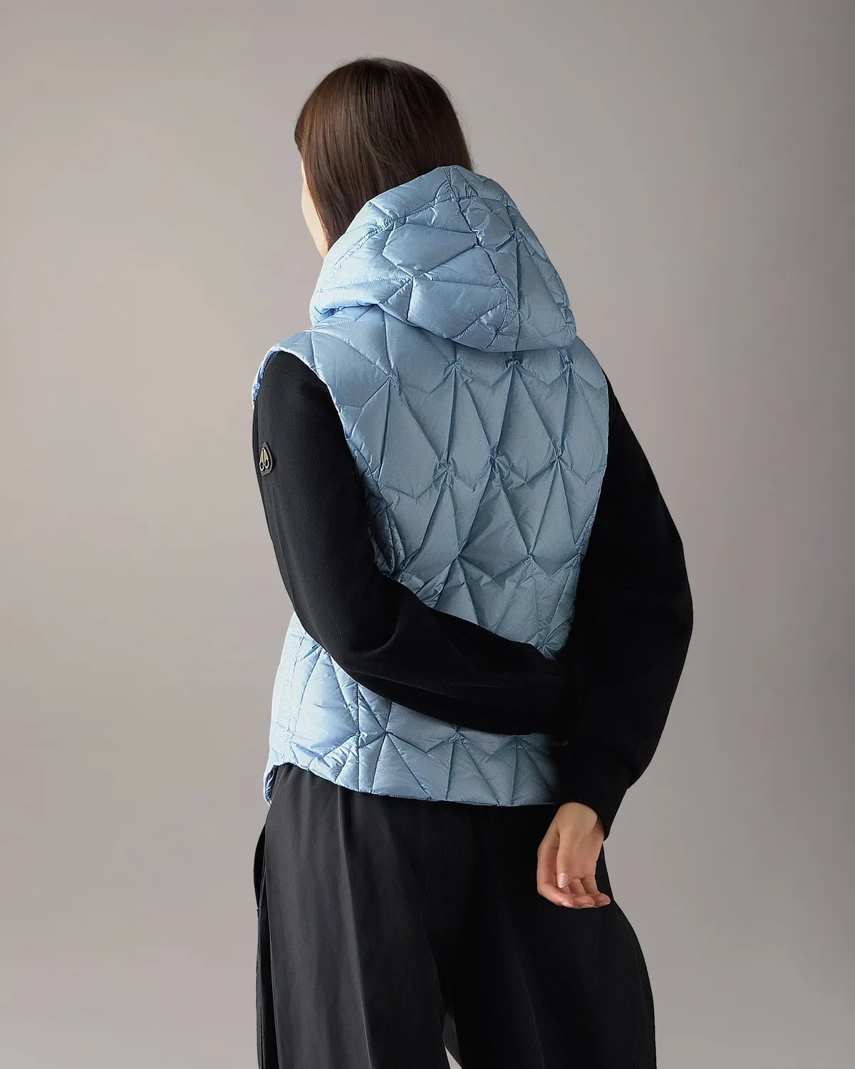 Moose Knuckles Iceberg Quilt gilet duvet bleu ice matelassé