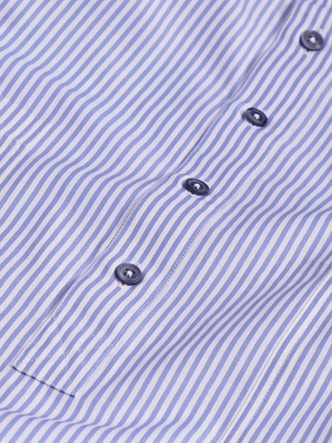 Hollington chemise col mao coton luxe rayures ciel