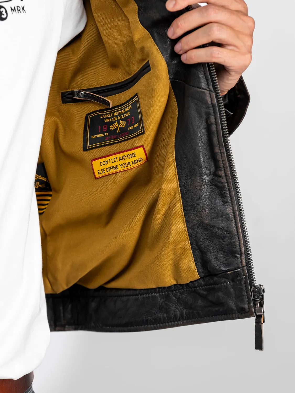 Daytona Coden blouson cuir noir mouton doublé coton