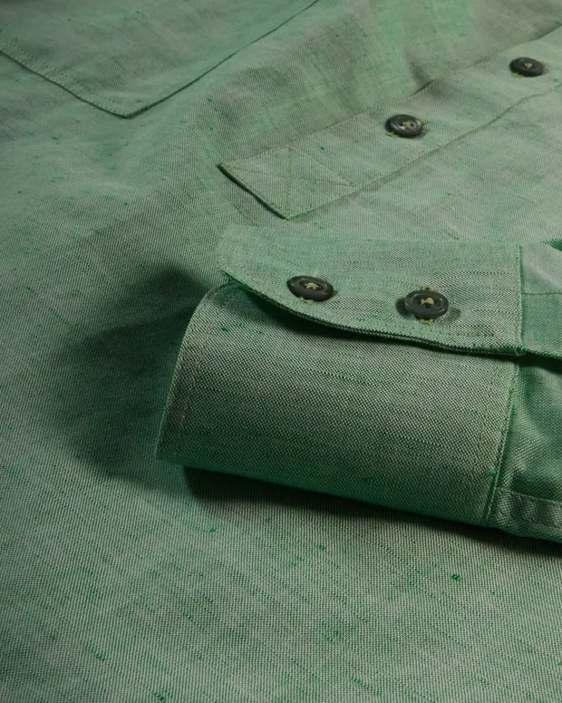 Hollington chemise col mao coton lin pistache