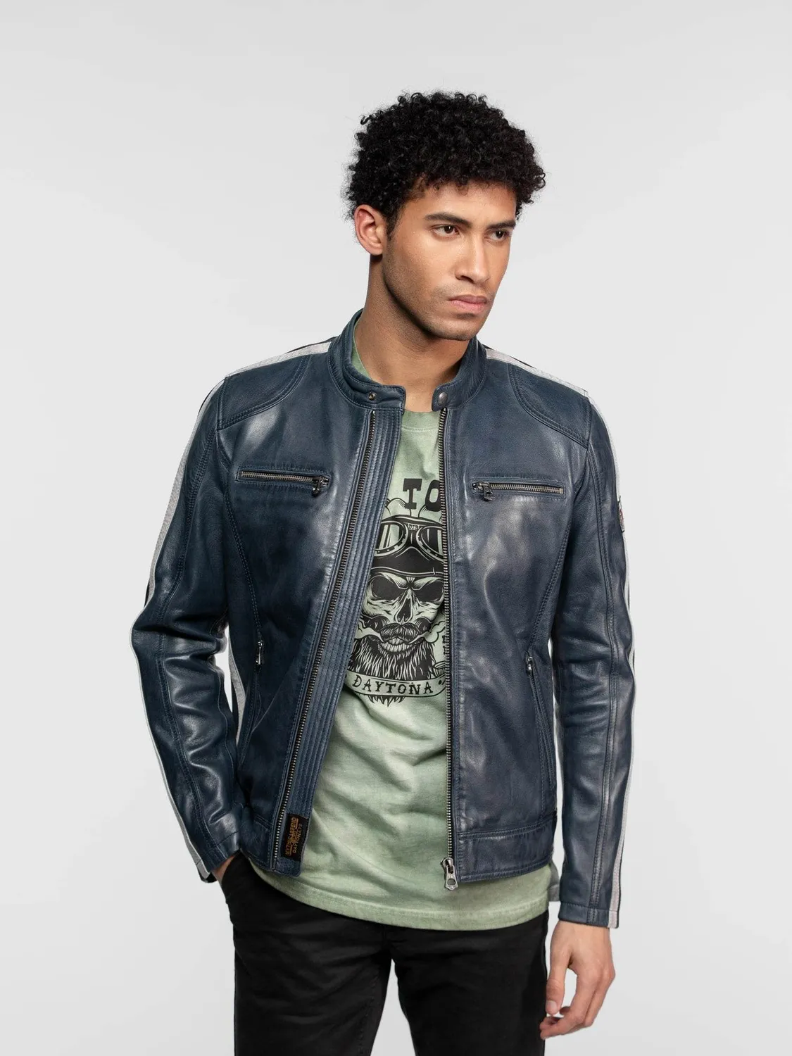 Daytona Scotty blouson motard agneau noir racing