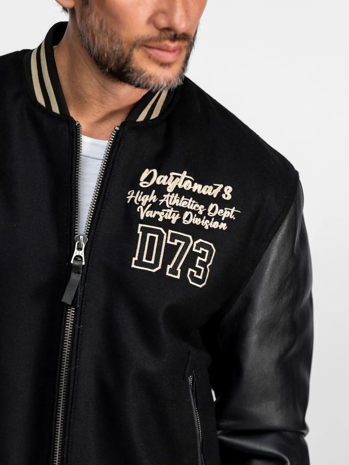 DAYTONA Ethier bomber universitaire homme laine cuir