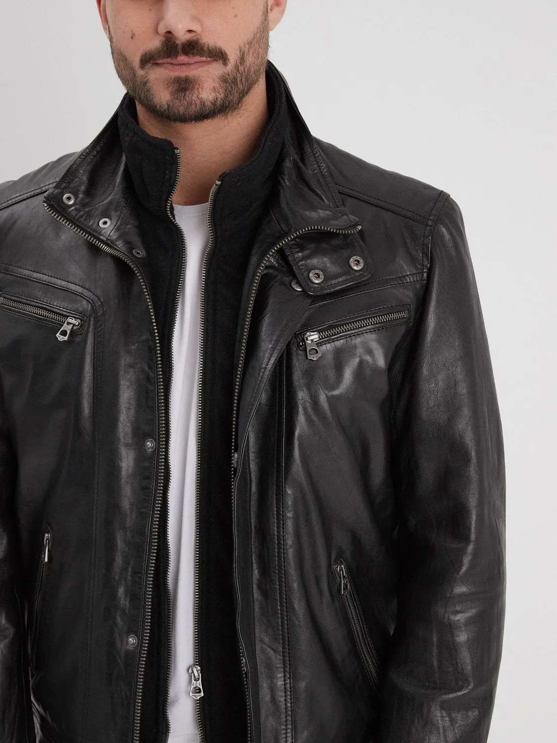 Daytona Falconero blouson cuir noir col montant