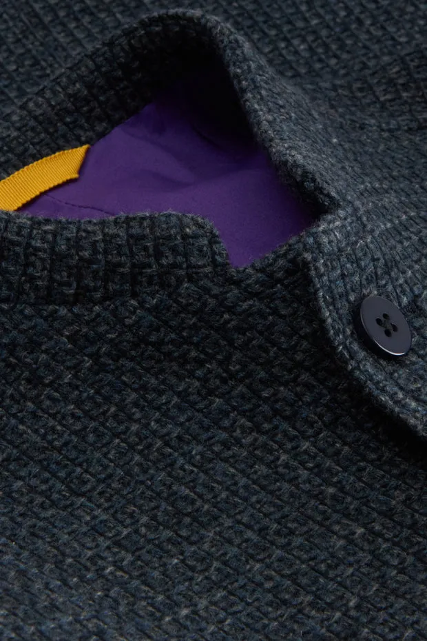 Hollington Tyrol veste laine indigo nid d'abeille ajustée