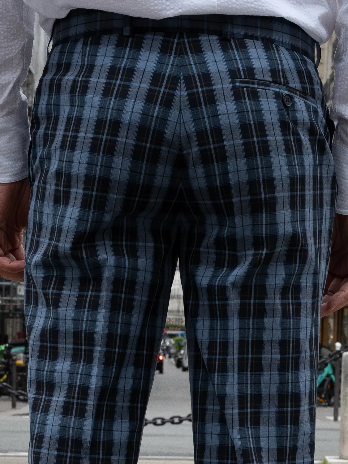 Hollington siza pantalon navy carreaux extensible