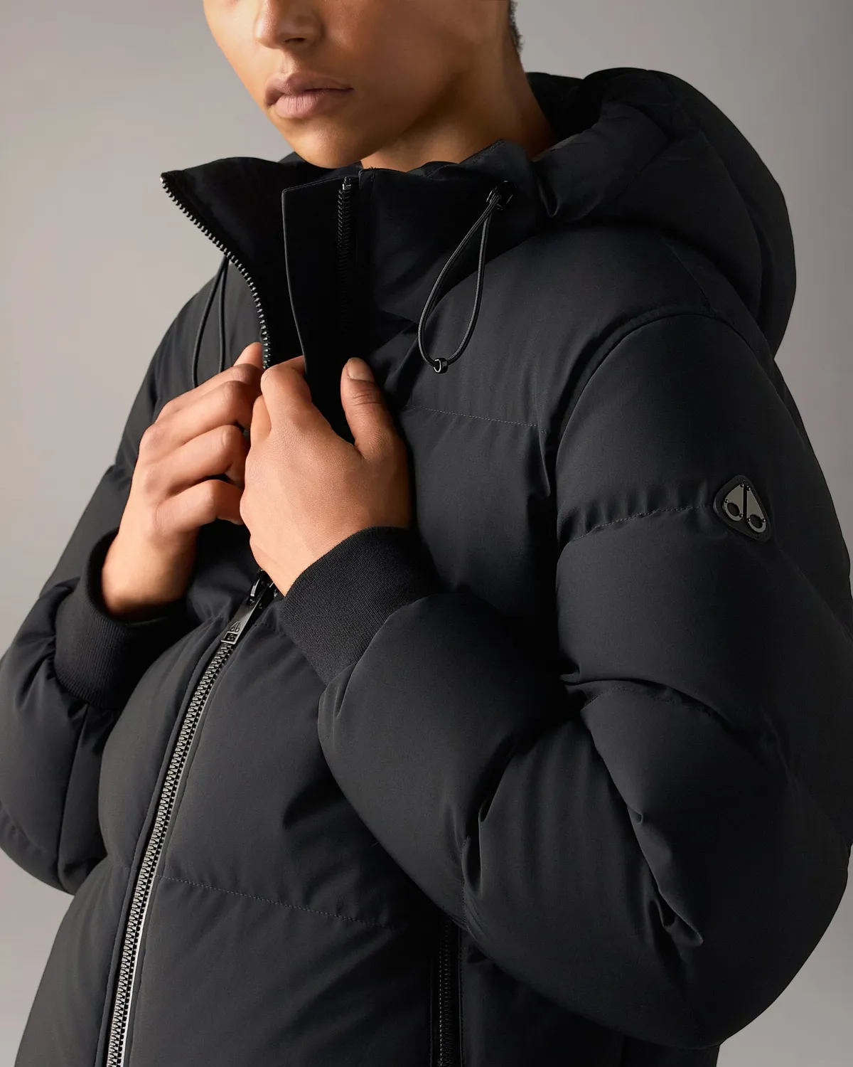 Moose Knuckles Soho Down Bomber blouson noir femme duvet