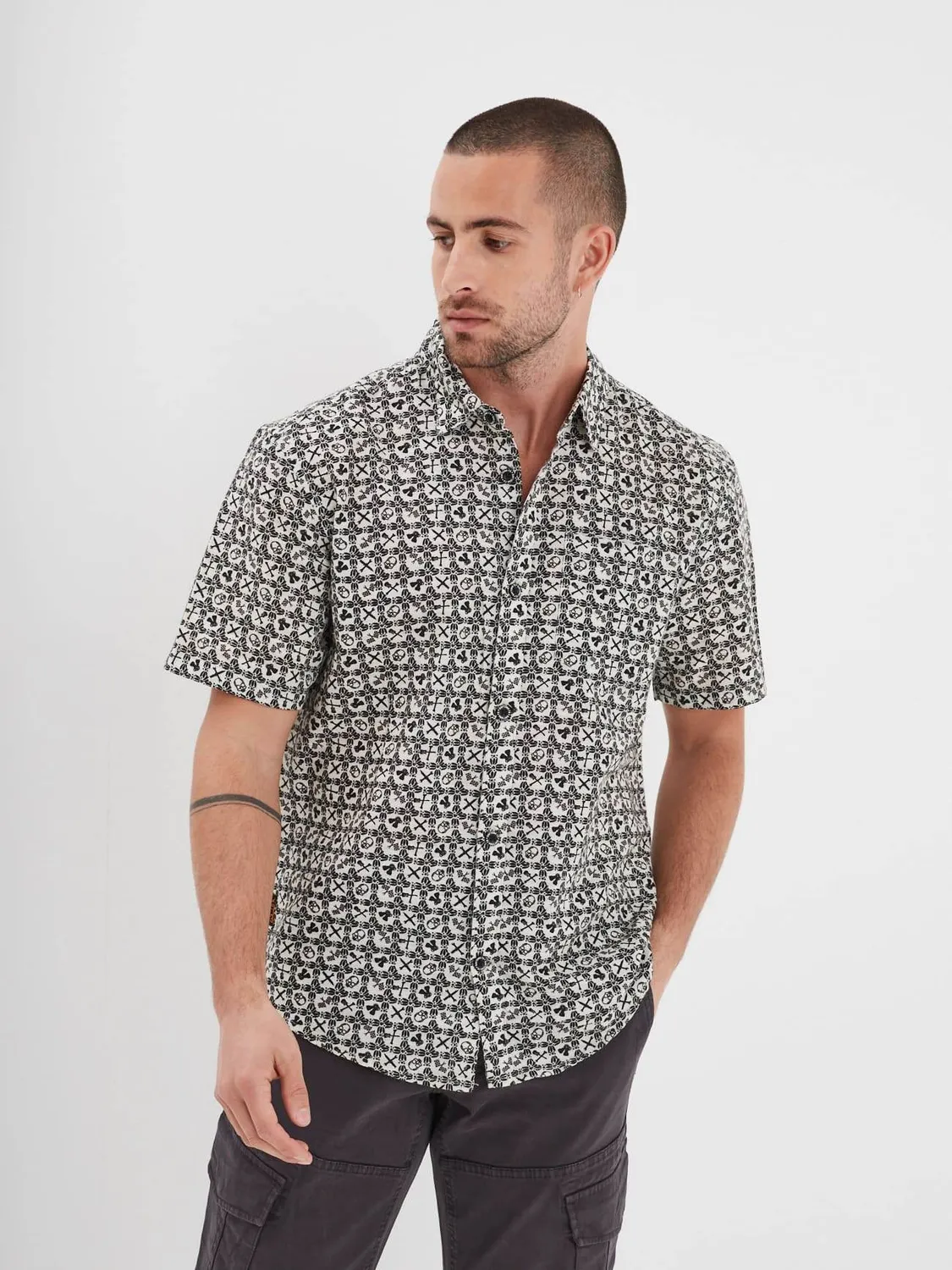 Daytona Moss chemise homme kaki motifs moto