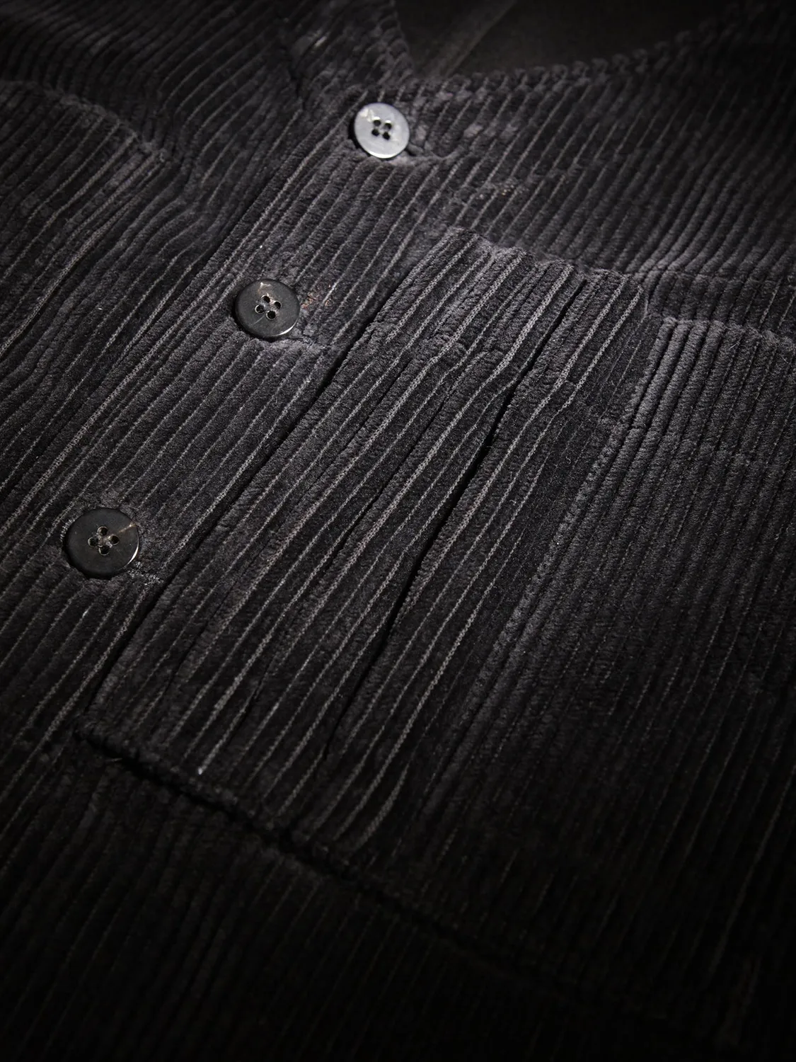 HOLLINGTON 20 Poches gilet velours laine noir