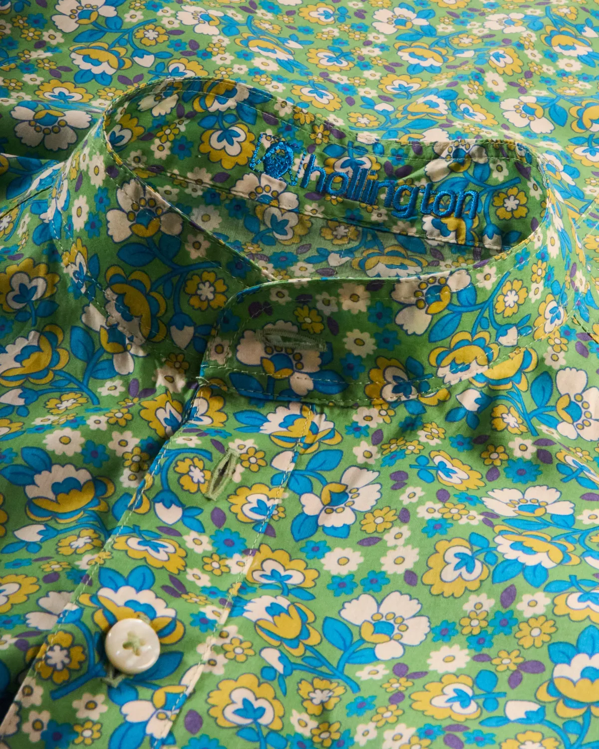 Hollington chemise col mao liberty garden coton blanc