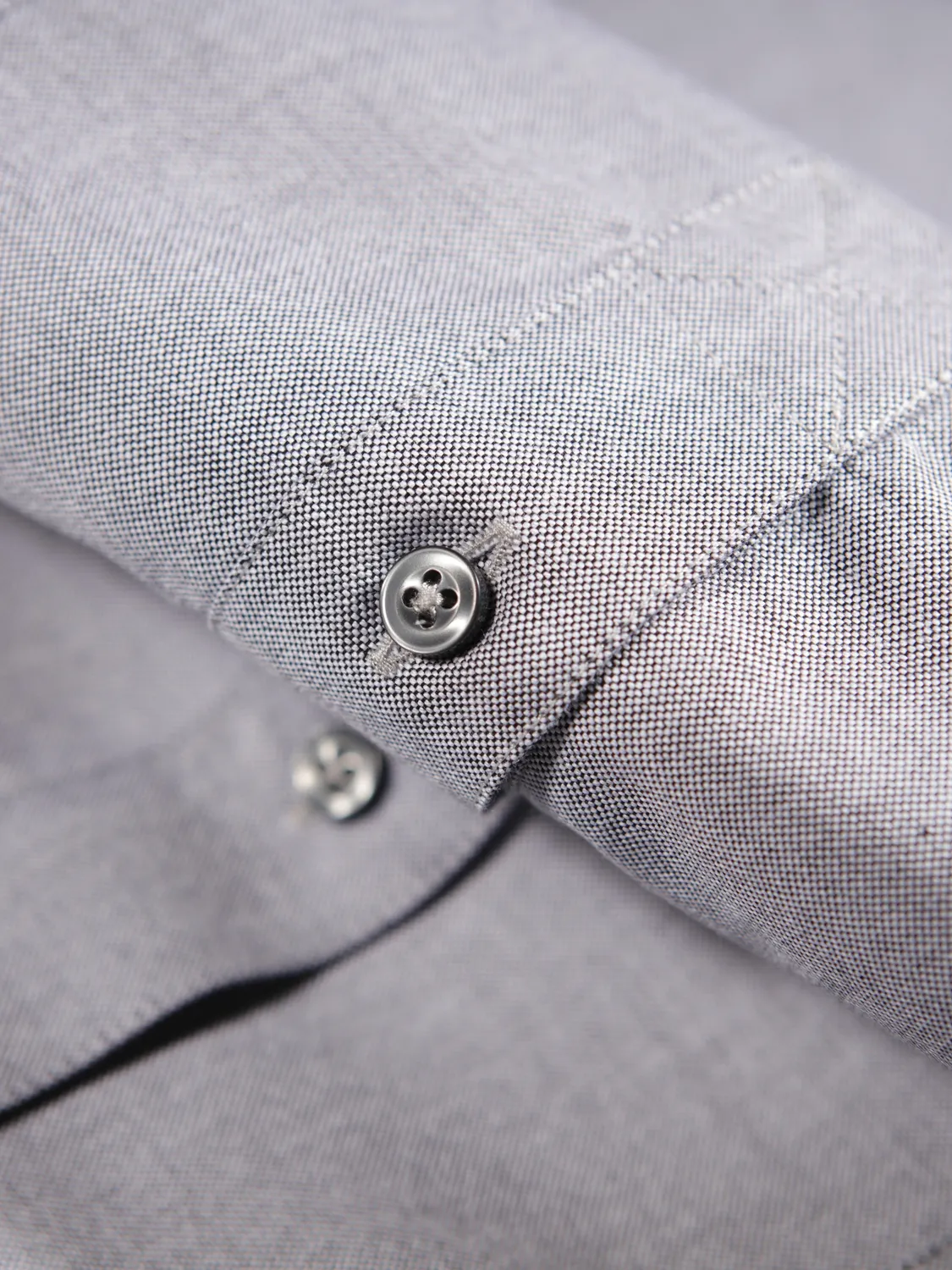 Hollington chemise oxford grey col mao coton grise