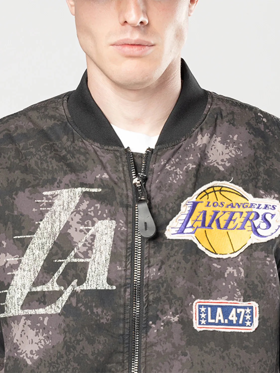 Alpha Industries Lakers x New Era MA-1 bomber black camo