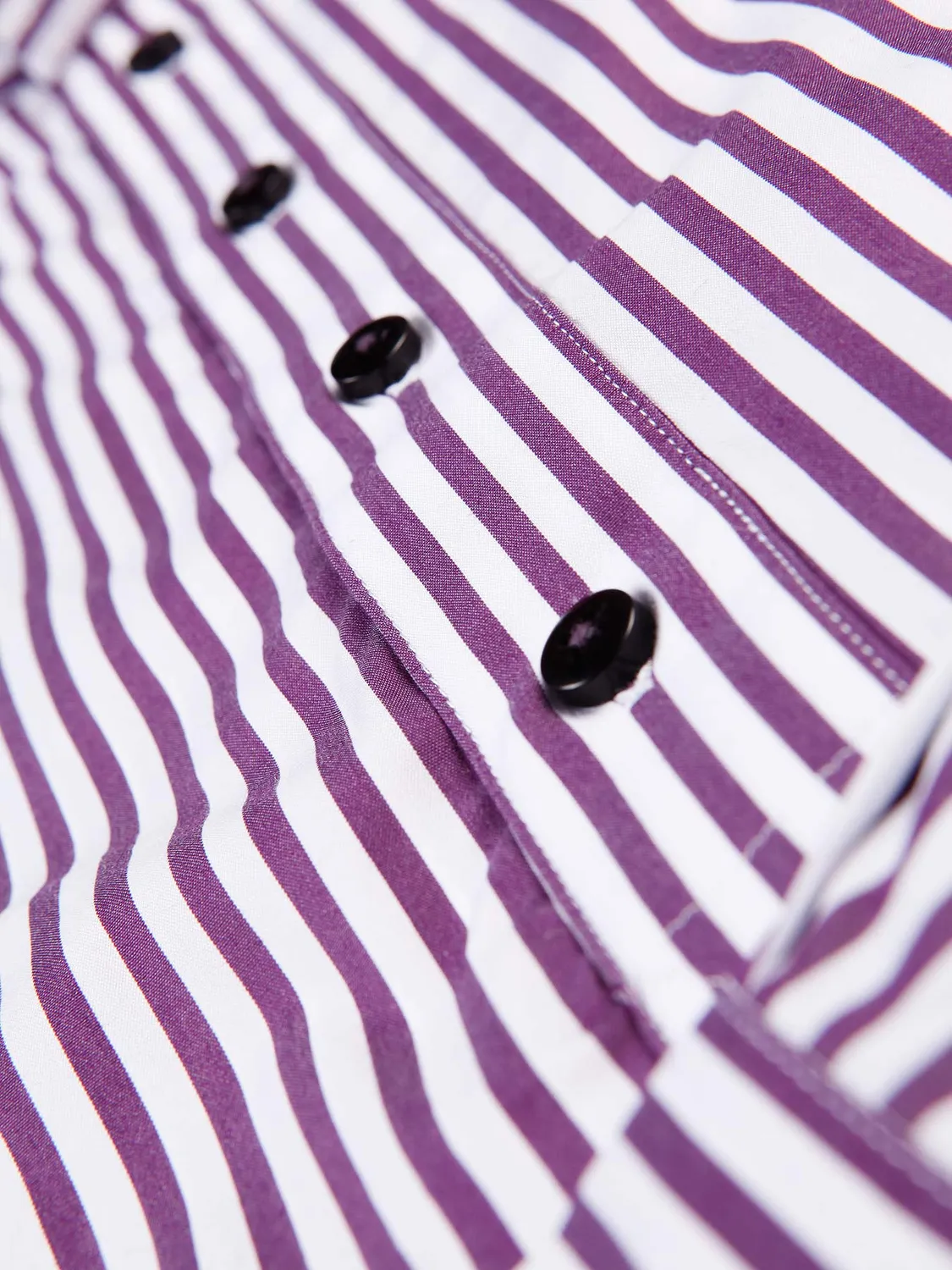 Hollington chemise col mao slim rayures plum popeline stretch