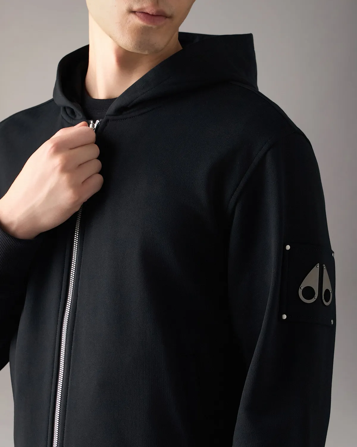Moose Knuckles Hartsfield sweat zippé noir molleton