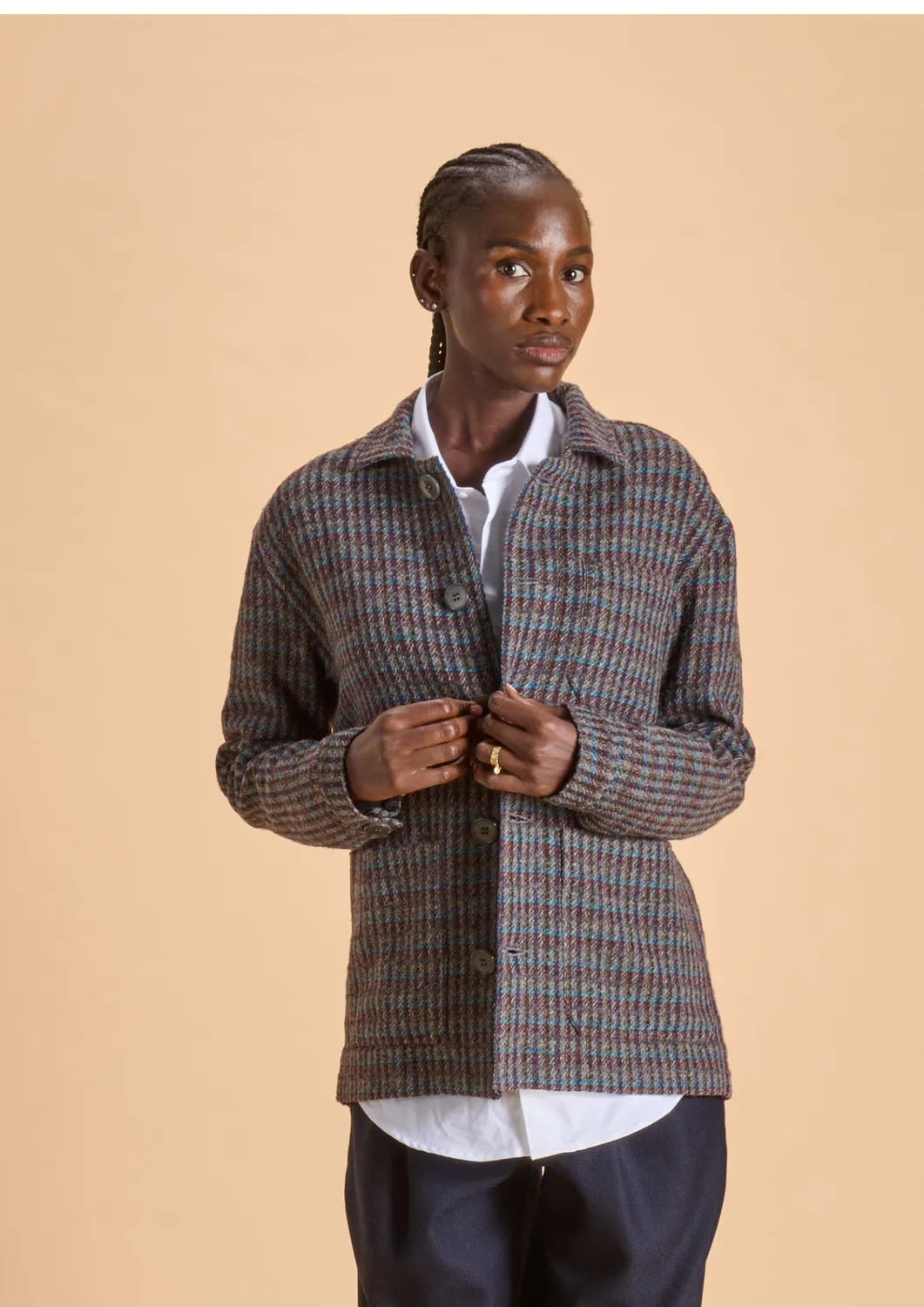 Soubacq Le Bleu Amarna veste de travail laine chinée