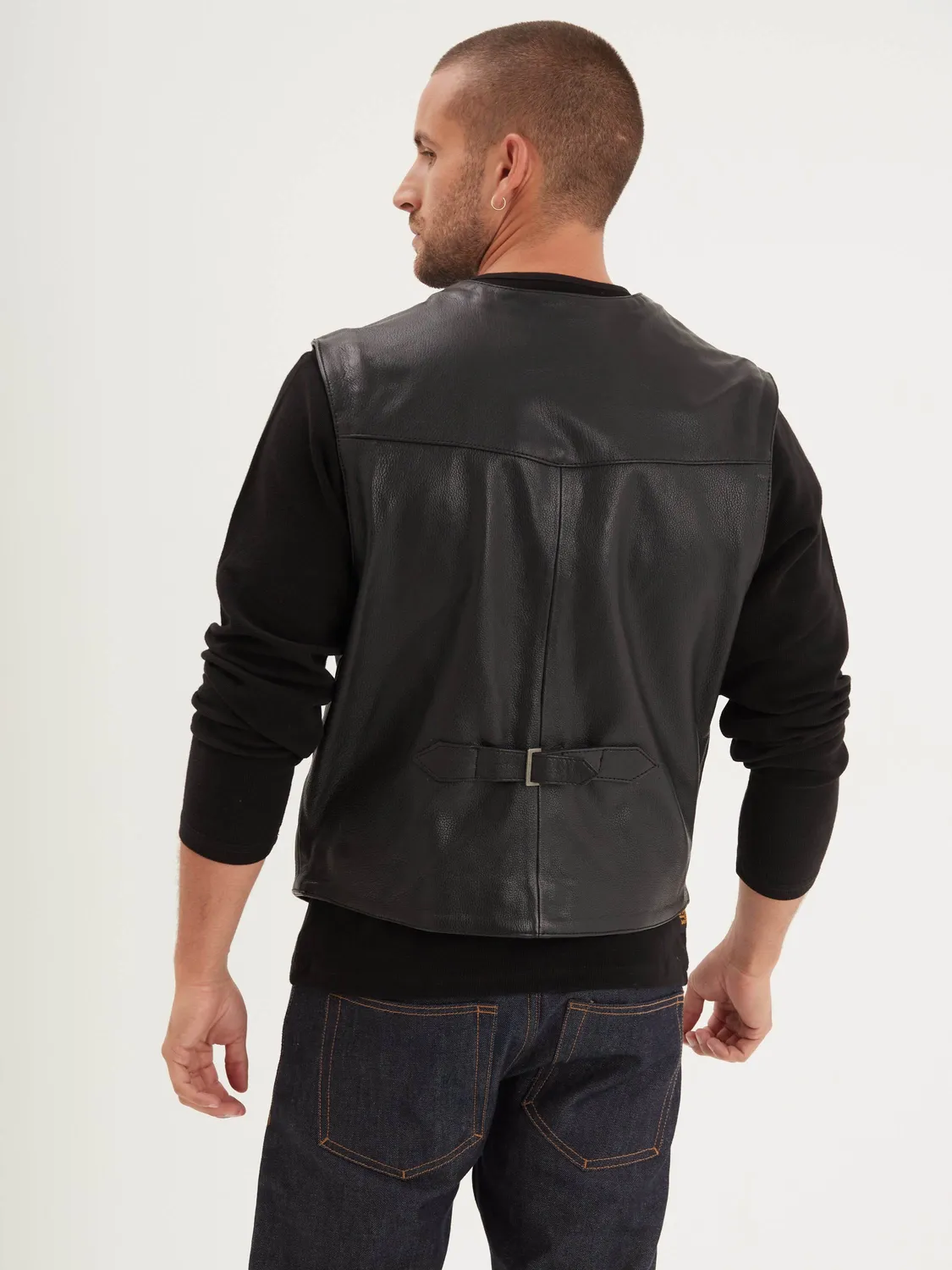 Daytona Cafe Vest gilet cuir homme Black chèvre