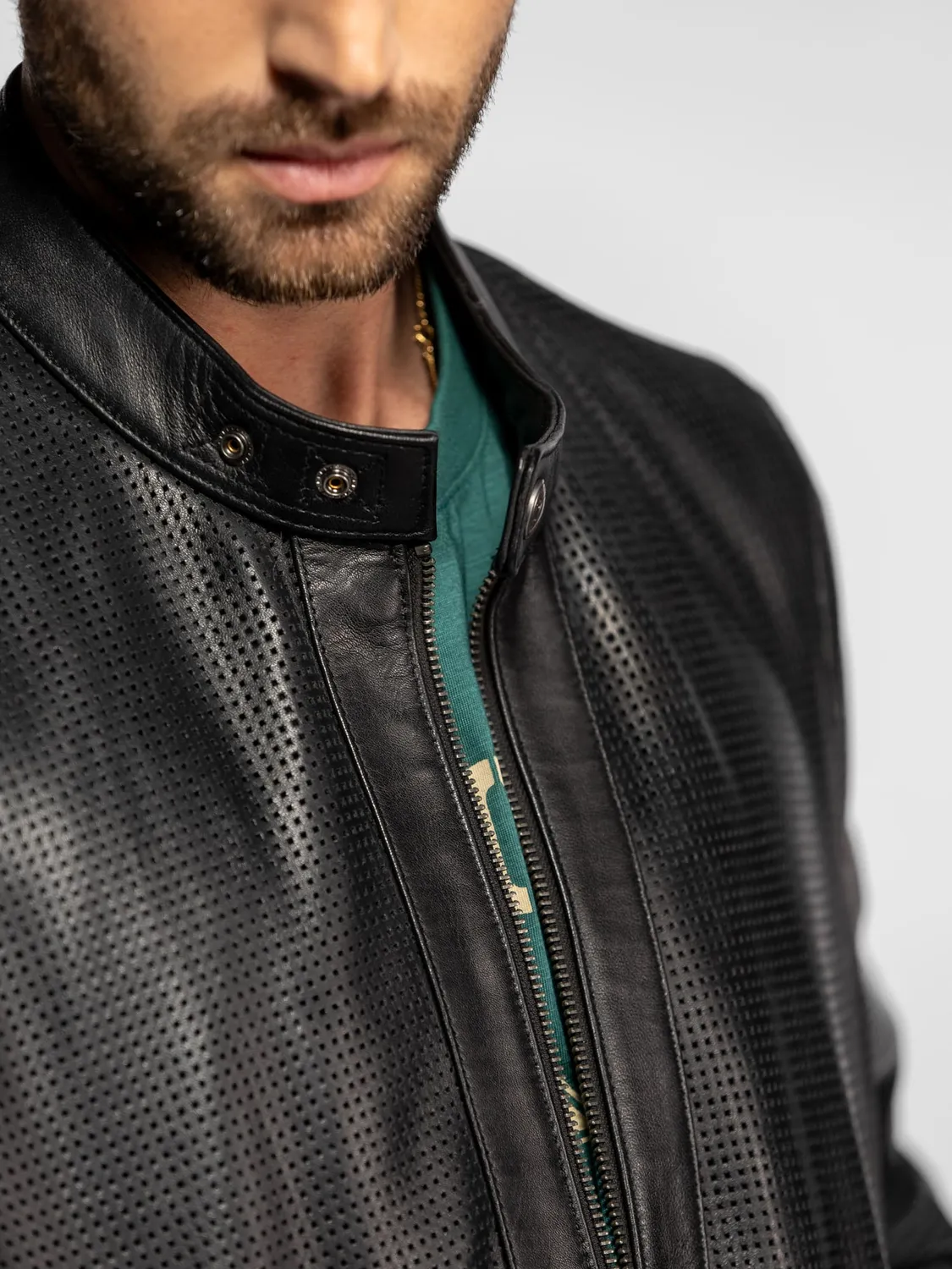 Daytona Berrien blouson cuir perforé noir